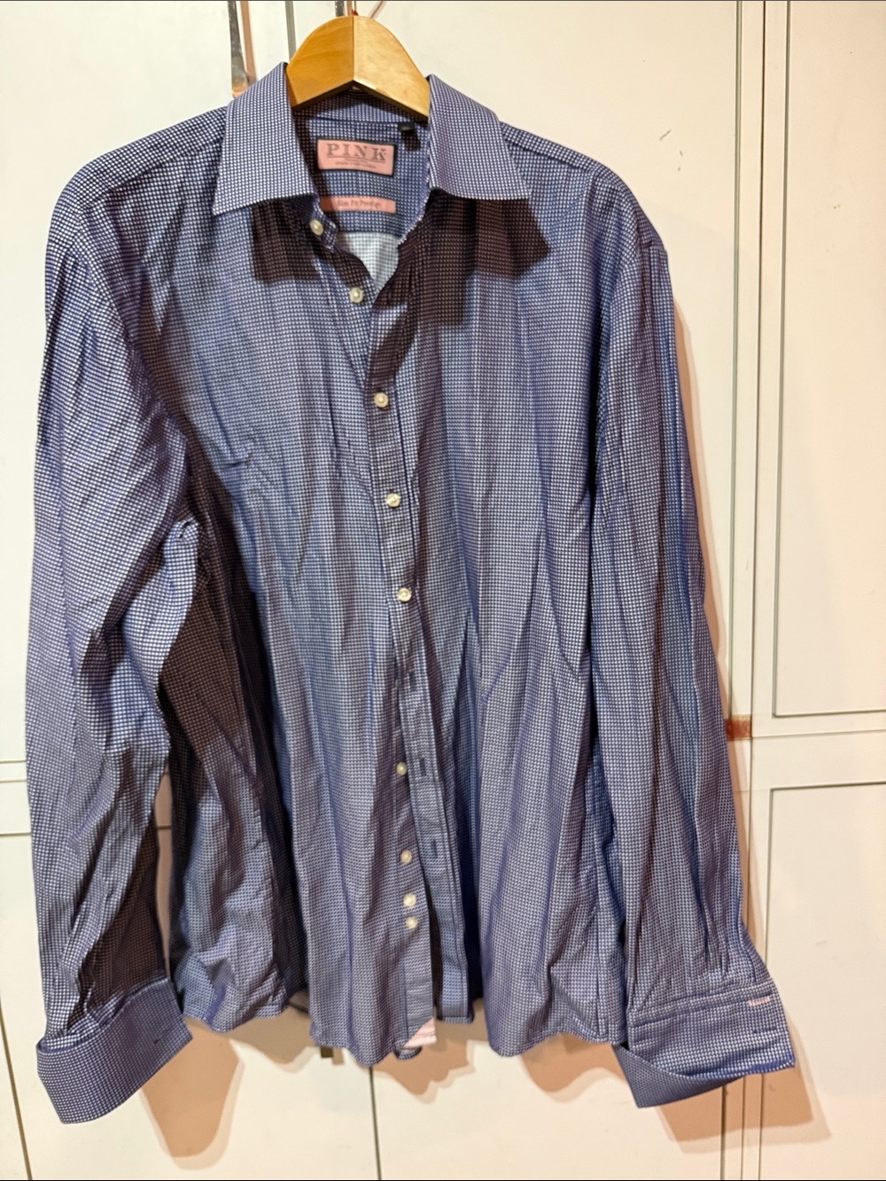 Pink Thomas pink Jermyn street London Navy Micro-Check Dress Shirt